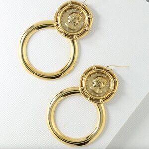 NEW Vanessa Mooney Gianni Coin Hoops GOLD